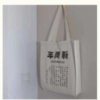 鲁迅新青年周边包包女2021新款帆布包复古文艺单肩包大容量手提包 白色新青年款一