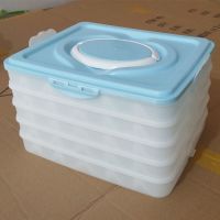 -速冻水饺盒馄饨专用保鲜收纳盒多层托盘分格饺子盒冻饺子家用冰 粉色 一层一盖(分格款)