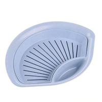 环保小麦秸秆带醋碟饺子盘厨房双层沥水盘水饺盘创意卡通扇形餐盘 浅蓝色