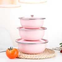 不锈钢带盖盆三件套加厚加深彩色不锈钢盆厨房家用盆洗脸盆洗菜盆 带盖 19公分一个装[颜色联系客服备注]