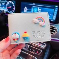 冬季毛绒哆啦可爱卡通汽车手刹排挡套安全带套头枕腰靠方向盘套女 彩虹叮当蓝[驾驶证]