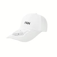 夏季新款男女成人风扇帽旅游防晒USB充电桌面多功能风扇帽子 FAN字母潮流款【白色】