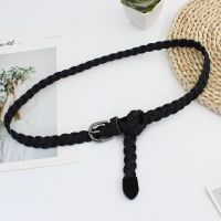 编织腰带女士韩国百搭装饰配裙子牛仔裤带ins复古港风圆扣免打孔 黑色【WP95】