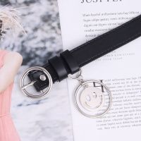 酷菱形女士皮带女简约百搭学生韩版潮时尚牛仔裤带腰带女装饰皮带 笑脸黑色