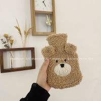 日系简约毛绒小熊热水袋女注水学生便携式暖宝宝可爱少女心暖肚子 熊耳朵热水袋