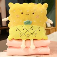 抱枕被子两用二合一四季通用夏季折叠车用枕头办公室午睡毯子靠枕[9月30日发完] 菠萝方形饼干款 抱枕款35-40厘米左右