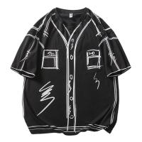 街头嘻哈素描涂鸦短袖T恤男潮牌街头bf风宽松情侣休闲tee夏装打底 黑色 M