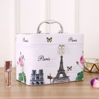 大容量化妆包化妆箱收纳盒韩国简约大小号化妆品包随身便携手提包 大号巴黎铁塔