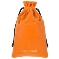 金胜双层绒布袋数码手机配件收纳袋耳机充电宝三色抽绳设计 橘黄 大号
