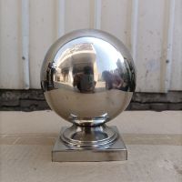 304不锈钢方座带托座连体圆球楼梯扶手/庭院围栏装饰配件空心圆球 201不锈钢白色 38*38方底座连体球