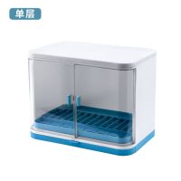 厨房碗架碗筷收纳盒带盖放餐具装碗箱碟盘沥水置物架塑料碗柜家用 单层沥水碗架