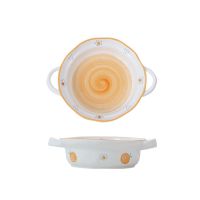 卡通陶瓷烤盘芝士焗饭盘家用菜盘创意盘子烘培烤箱专用烤碗披萨盘 圆形双耳【卡通橙子】陶瓷碗 高温强化瓷