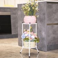 欧式花架铁艺加厚多层客厅阳台落地粗腿花架子室内绿萝吊兰花盆架 白色50.2cm (平盘款)
