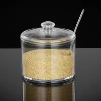 大号加厚调味盒盐罐调味罐厨房调味料佐料调料盒罐辣椒油罐 500ML透明调味缸(配勺子) 1个