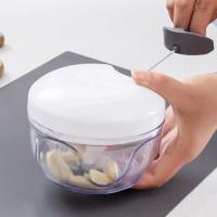 家用厨房多功能切菜器手动绞肉机绞菜器搅碎菜机蒜泥器绞馅神器 白色小号500毫升3刀片