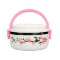 送餐具保温袋 中国风多层圆形分格保温 成人学生不锈钢保温桶提锅 桃花单层饭盒（无赠品）