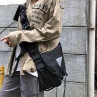 ins机车包 日系韩版街头原宿学生单肩包上课包潮牌百搭chic斜挎包 黑色