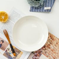 金岚玉唐山骨瓷餐具8英寸深盘汤盘菜盘8饭盘平盘浅盘陶瓷菜盘子 纯奶白色-8英寸饭盘1个