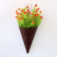 挂墙花篮仿真花套装挂壁挂饰墙挂篮假花室内吊篮墙面装饰花卉挂件 扇挂+小百合夕红（送挂钩）