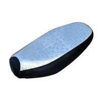 四季电动车踏板车坐垫套防晒防水隔热垫摩托车坐垫网电动电瓶车套 半网3D银色坐垫套-特小号