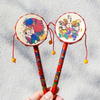 新生婴儿沙锤摇铃早教益智手铃宝宝抓握训练玩具0-6-8-12个月幼儿 颜色图案随机 两个平安鼓