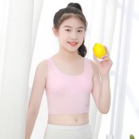 女童发育初期内衣防凸点9-13高中学生文胸16岁少女孩小背心抹胸罩 粉红色[单件文胸] 130码-建议体重40-50斤以