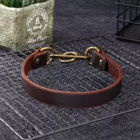 狗狗项圈牛皮项圈狗脖套细犬项圈格力惠比特小型犬项圈P链牛皮P链 经典棕色 L号(30-35)