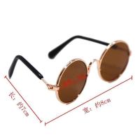 宠物猫眼镜复古耍酷拍照道具猫咪墨镜泰迪潮流个性眼镜饰品狗眼镜 棕色墨镜