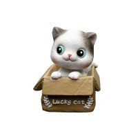 车载摆件可爱卡通小猫咪摇头公仔车内饰中控台树脂装饰品汽车用品 圆眼小猫