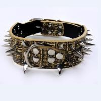 狗狗项圈大中型犬霸气铆钉宠物项圈狼牙尖钉皮带颈圈脖圈防咬脖子 古铜色 小号