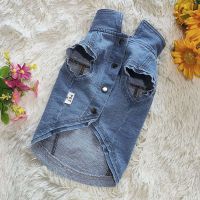 牛仔马甲宠物服两脚衣春秋泰迪贵宾吉娃娃小狗背心猫咪夹克狗衣服 单件:牛仔马甲 XS码 (适合体重2-4斤)