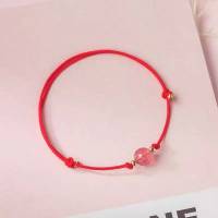 [买二送一]招桃花天然草莓晶脚链本命年时尚大气旺桃花简约脚链 [草莓晶]招桃花 红绳