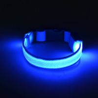 宠物用品狗狗发光项圈可充电猫咪颈圈泰迪金毛大中小型犬夜光项圈 蓝色(电池单项圈) XS-(脖围28-40)扣环在正面