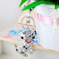 新款可爱斑点小狗女士包配饰生肖小狗年情侣汽车钥匙扣贵宾犬挂件 斑点宠物犬 银色