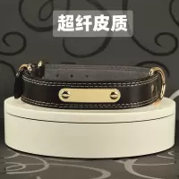 猫项圈牛皮狗狗项圈狗圈脖圈狗项圈刻字中大型犬小型犬可调节铃铛 黑色超纤项圈 XS