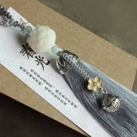 手工菩提雕莲花 系宫铃流苏汽车钥匙扣 包包挂件挂饰保平安男女款 银色