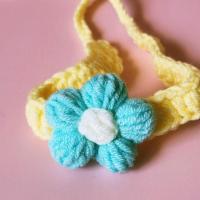 猫咪围脖diy手工材料包可爱毛线编织项圈小型犬狗脖子饰品幼猫 黄色单花 材料包(毛线+工具+视屏)尺码通