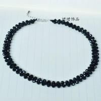 韩版新品手工编织宽边黑水晶遮疤痕甲状腺女式锁骨贴脖颈项链时尚 黑色水晶