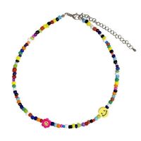 Lisa同款彩珠串珠花朵笑脸项链女金智秀Jennie百搭锁骨项圈颈链 笑脸串珠项链一条 普通包装