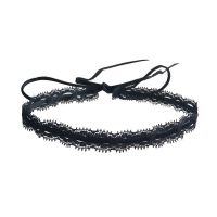 韩国黑色蕾丝绑带choker暗黑蝴蝶结锁骨项链性感长款颈带百搭项圈 黑色蕾丝绑带款