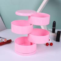 二层四层旋转首饰盒桌面收纳盒饰品盒架耳环饰品多层多功能防尘盒 [简约小号]四层首饰盒