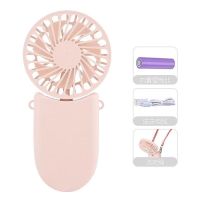 挂脖usb迷你小风扇手持可充电折叠学生宿舍静音随身便携式大风力 樱花粉【送挂脖长绳+充电线】 店主推荐 旗航版【续航6-