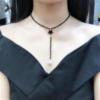 水晶五角星短项链锁骨链韩国气质项圈颈链简约百搭颈带choker女 小私心。黑水晶五角星