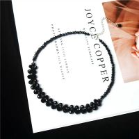 奥地利水晶高亮珍珠V形款锁骨项链夸张多层甲状腺手术遮挡疤痕 水晶窄款