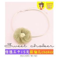 复古橄榄绿学生花朵项圈脖子饰品超仙choker女短款颈带锁骨链女 主图款 复古橄榄绿花朵项圈 F398