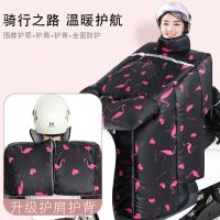 大电动车挡风被冬季加大加厚电车挡风罩电瓶车防风衣防寒保暖护膝 护脖护肩护背加大侧翼-黑色火烈鸟