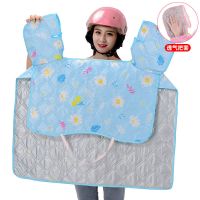 夏季防晒防紫外线挡风隔热防风罩电瓶车电车防雨遮阳夏季春秋薄款 普通花布款-蓝色