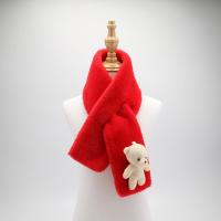 儿童围脖秋冬季仿兔毛围巾卡通女童可爱男毛毛围脖加厚保暖脖套 红色