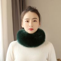 韩版仿狐狸毛围脖毛领子山河恋同款围巾加厚保暖仿皮草围脖秋冬女 墨绿色 均码[通用]