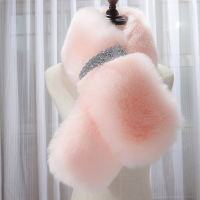 [加长加厚版特价]2017韩版百搭皮草长围巾冬季保暖皮草围脖披肩毛领仿兔毛狐狸毛 短款粉色 185CM*15CM